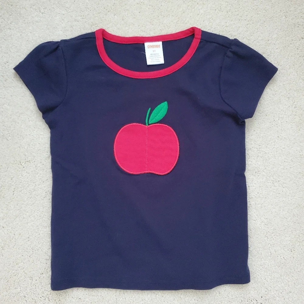 Gymboree Girls' Peek-A-Boo Apple Patch Top - Teacher's Favorite Shirt sz5T